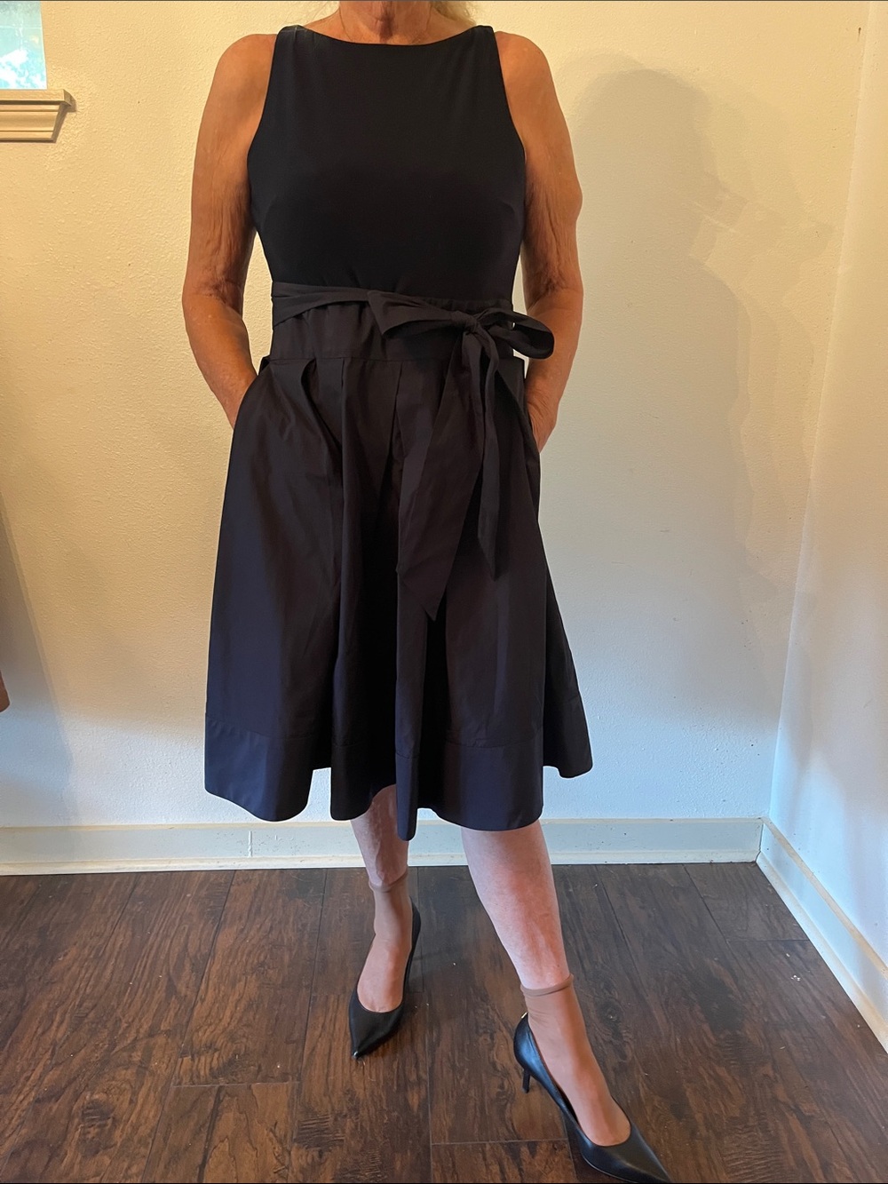 Ralph Lauren Navy Sleeveless Tie-Waist A-Line Skirt